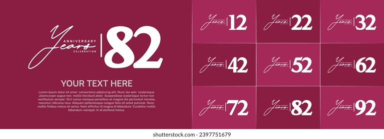Juego de Aniversario Logotipo color blanco se puede usar para celebración de día especial