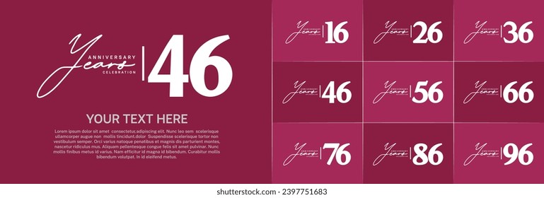 Juego de Aniversario Logotipo color blanco se puede usar para celebración de día especial