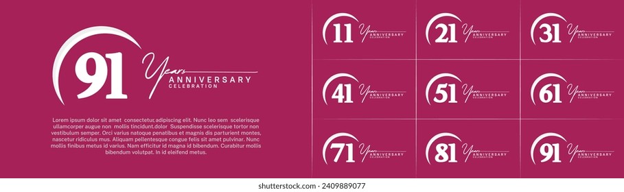 Set of Anniversary Logotype white color can be use for special day celebration