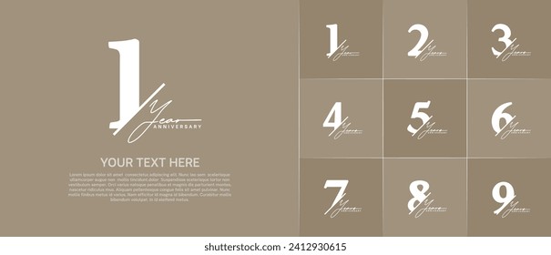 Set of Anniversary Logotype white color with calligraphy can be use for special day celebration