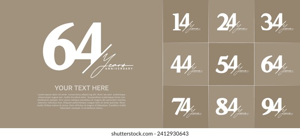 Set of Anniversary Logotype white color with calligraphy can be use for special day celebration