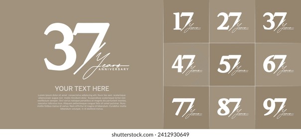 Set of Anniversary Logotype white color with calligraphy can be use for special day celebration