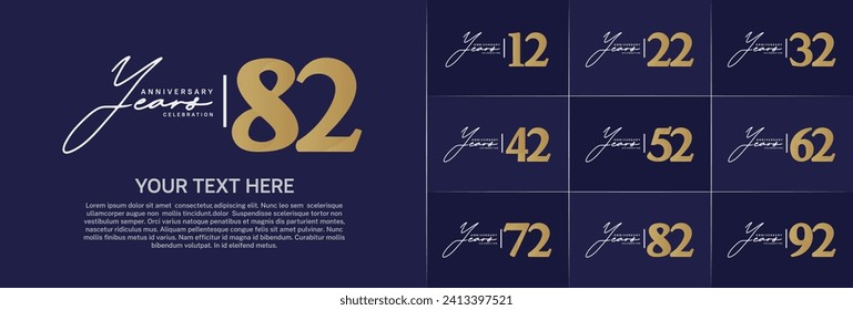 Set of Anniversary Logotype white and gold color can be use for special day celebration