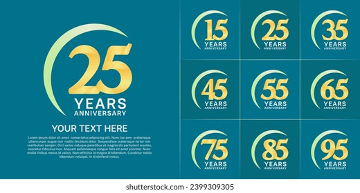 Set of Anniversary Logotype yellow color can be use for special day celebration