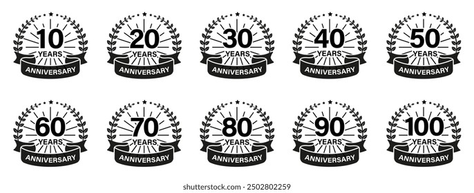 Set of anniversary logotypes. Birthday label