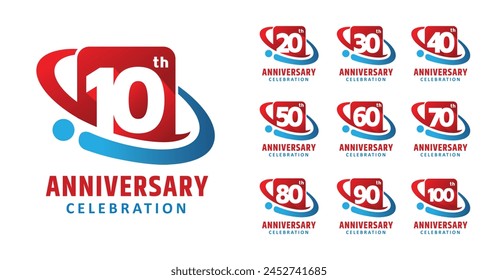 set of anniversary modern square number design