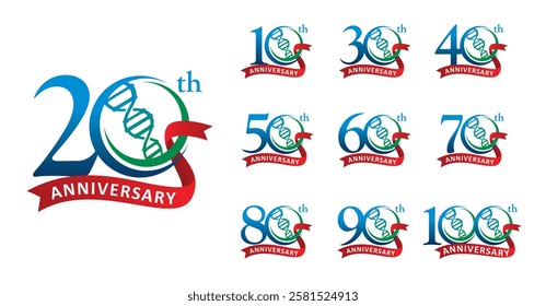 Set of anniversary number dna