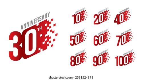 Set of anniversary number modern pixel