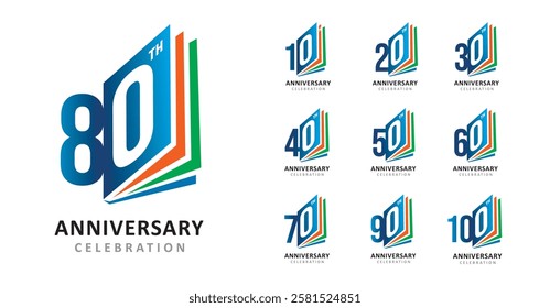 Set of anniversary number paper