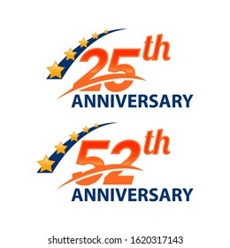 Set of anniversary number pictogram icon. Flat design. years birthday logo label, color and white stamp. Vector illustration. Isolated on white background
