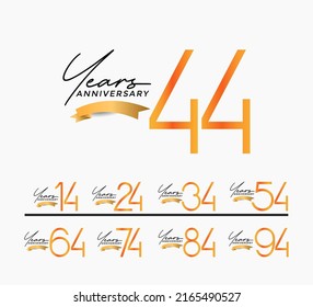 Set Anniversary Orange Color On White Stock Vector (Royalty Free ...