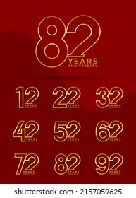 Set Anniversary Outline Logotype Gold Color Stock Vector Royalty Free Shutterstock