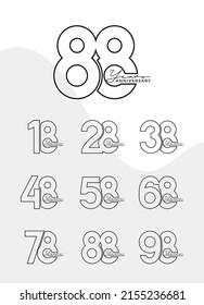 Esbozo del juego de Aniversario logotipo plata y color dorado con fondo negro para celebración
