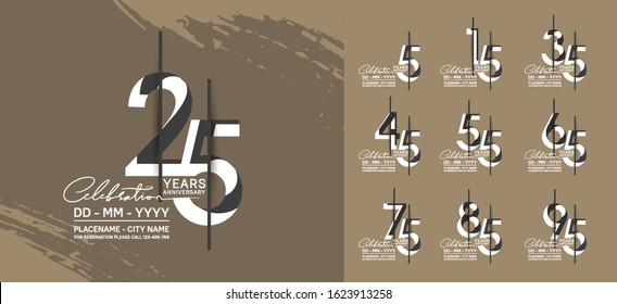 set of anniversary poster color style color for celebration event, wedding, greeting card, and invitation