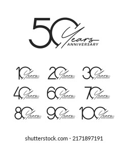 set of anniversary premium black color on white background for celebration moment