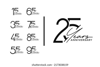 set of anniversary premium black color on white background for special celebration