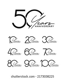 set of anniversary premium black color on white background for special celebration