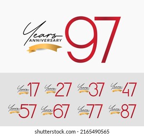 Set Anniversary Red Color On White Stock Vector (Royalty Free ...