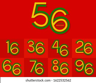 Set of Anniversary red yellow green color, anniversary template design for web ,Creative poster, booklet, leaflet, flyer, magazine, invitation card