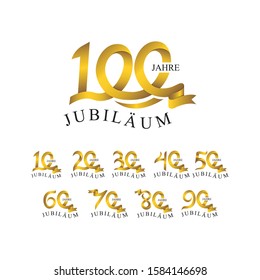 set anniversary ribbon number gold color. jubilee