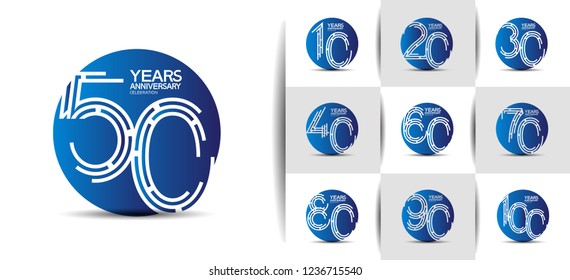 set of anniversary round blue logotype for precious moment