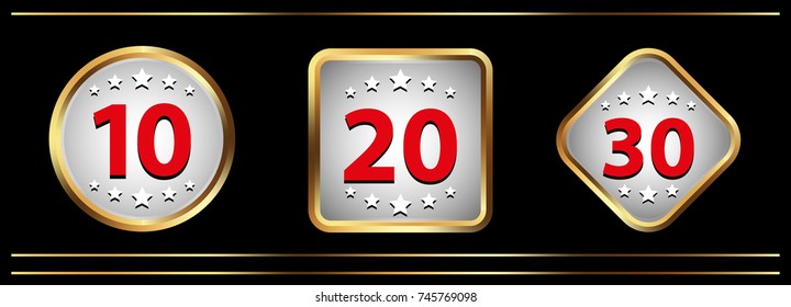 Set of anniversary signs. The emblem with the date. Vector illustration.