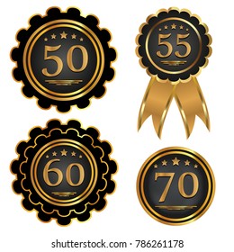 Set of anniversary signs. The emblem with the date. Vector illustration.