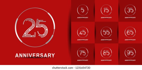 set of anniversary silver color with ring for celebration