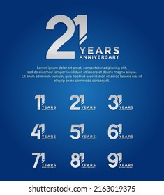 set anniversary silver color with slash on blue background can be use for celebration event