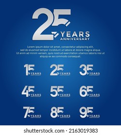 set anniversary silver color with slash on blue background can be use for celebration event