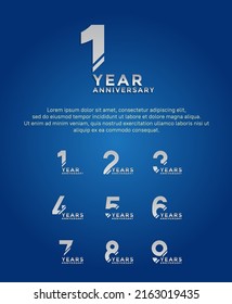 set anniversary silver color with slash on blue background can be use for celebration event