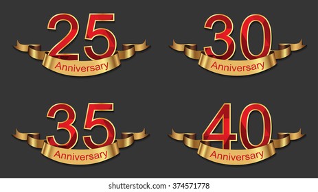 Set of anniversary symbols.Anniversary sign collection.Vector illustration.