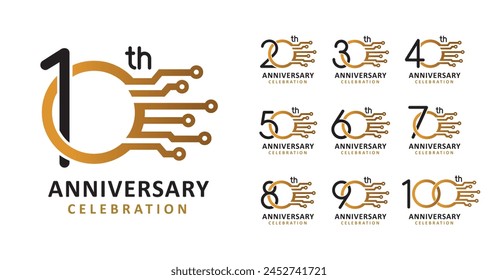 set of anniversary technology number design