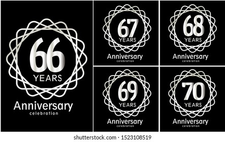 set of anniversary template silver color on black background for celebration