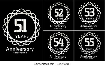 set of anniversary template silver color on black background for celebration