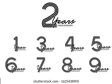 Set of Anniversary three black stripe motif, anniversary template design for web ,Creative poster, booklet, leaflet, flyer, magazine, invitation card
