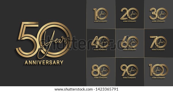 Set Anniversary Vector Design Multiple Line Stock Vector (Royalty Free ...