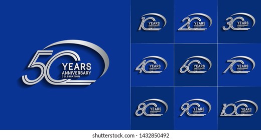 Set of Anniversary vector template design with multiple line number color for precious celebration event