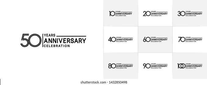 Set of Anniversary vector template design with multiple line number color for precious celebration event