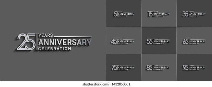 Set of Anniversary vector template design with multiple line number color for precious celebration event