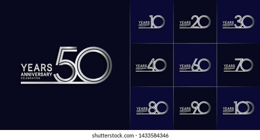 Set of Anniversary vector template design with multiple line number color for precious celebration event