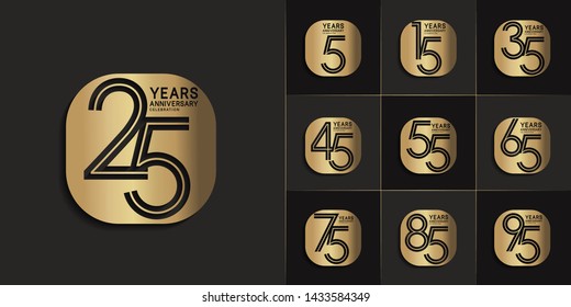 Set of Anniversary vector template design with multiple line number color for precious celebration event