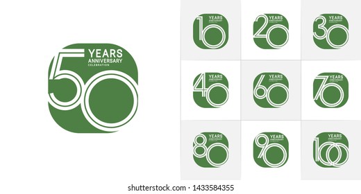 Set of Anniversary vector template design with multiple line number color for precious celebration event