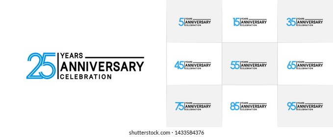 Set of Anniversary vector template design with multiple line number color for precious celebration event