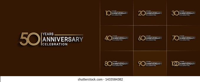 Set of Anniversary vector template design with multiple line number color for precious celebration event