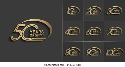 Set of Anniversary vector template design with multiple line number color for precious celebration event