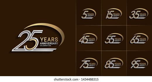 Set of Anniversary vector template design with multiple line number color for precious celebration event