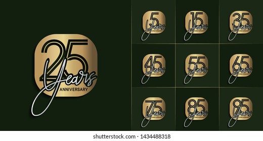 Set of Anniversary vector template design with multiple line number color for precious celebration event