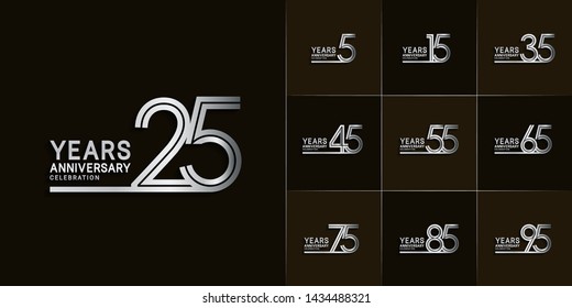 Set of Anniversary vector template design with multiple line number color for precious celebration event