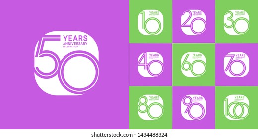 Set of Anniversary vector template design with multiple line number color for precious celebration event